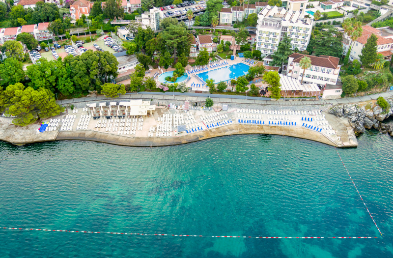 The hotel's own beach at Hunguest Hotel Sun Resort
