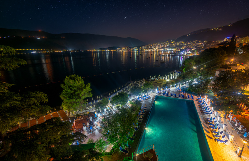 Pool at night at Hunguest Hotel Sun Resort